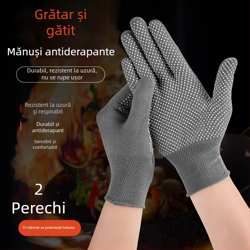 Mănuși Fanghua pentru grătar, rezistente la căldură, anti-stropire de ulei, pentru bucătărie, ideale pentru fripturi pe bețe, condimentare și coacere, ușoare, cu design de cinci degete