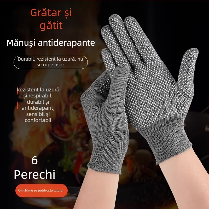 Mănuși Fanghua pentru grătar, rezistente la căldură, anti-stropire de ulei, pentru bucătărie, ideale pentru fripturi pe bețe, condimentare și coacere, ușoare, cu design de cinci degete