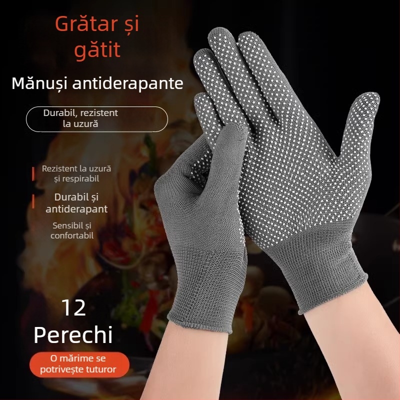Mănuși Fanghua pentru grătar, rezistente la căldură, anti-stropire de ulei, pentru bucătărie, ideale pentru fripturi pe bețe, condimentare și coacere, ușoare, cu design de cinci degete