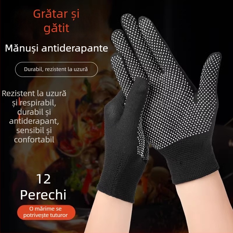 Mănuși Fanghua pentru grătar, rezistente la căldură, anti-stropire de ulei, pentru bucătărie, ideale pentru fripturi pe bețe, condimentare și coacere, ușoare, cu design de cinci degete