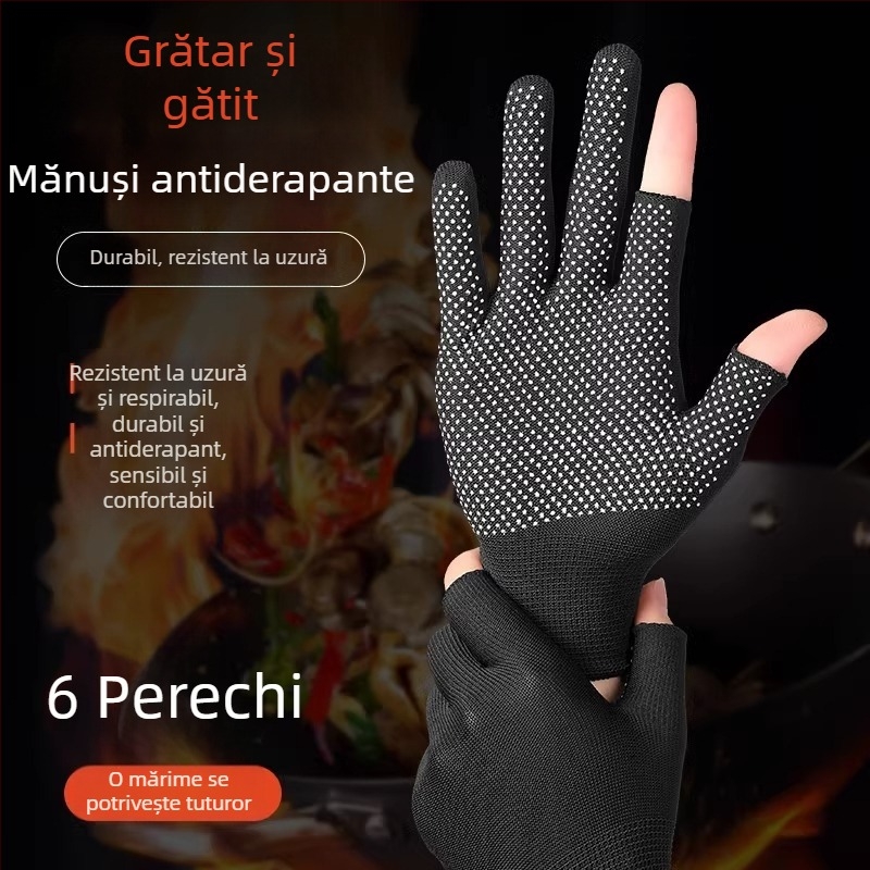 Mănuși Fanghua pentru grătar, rezistente la căldură, anti-stropire de ulei, pentru bucătărie, ideale pentru fripturi pe bețe, condimentare și coacere, ușoare, cu design de cinci degete