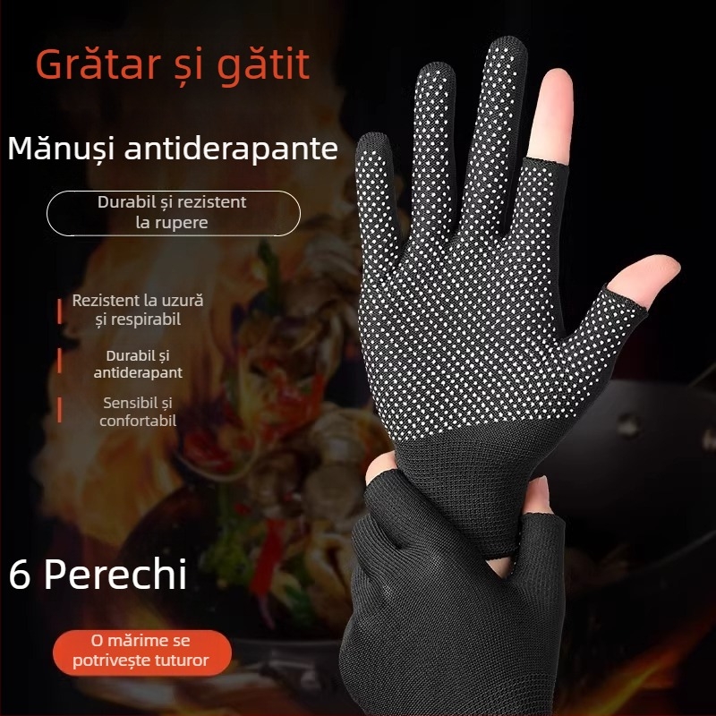 Mănuși Fanghua pentru grătar, rezistente la căldură, anti-stropire de ulei, pentru bucătărie, ideale pentru fripturi pe bețe, condimentare și coacere, ușoare, cu design de cinci degete