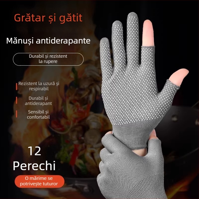 Mănuși Fanghua pentru grătar, rezistente la căldură, anti-stropire de ulei, pentru bucătărie, ideale pentru fripturi pe bețe, condimentare și coacere, ușoare, cu design de cinci degete