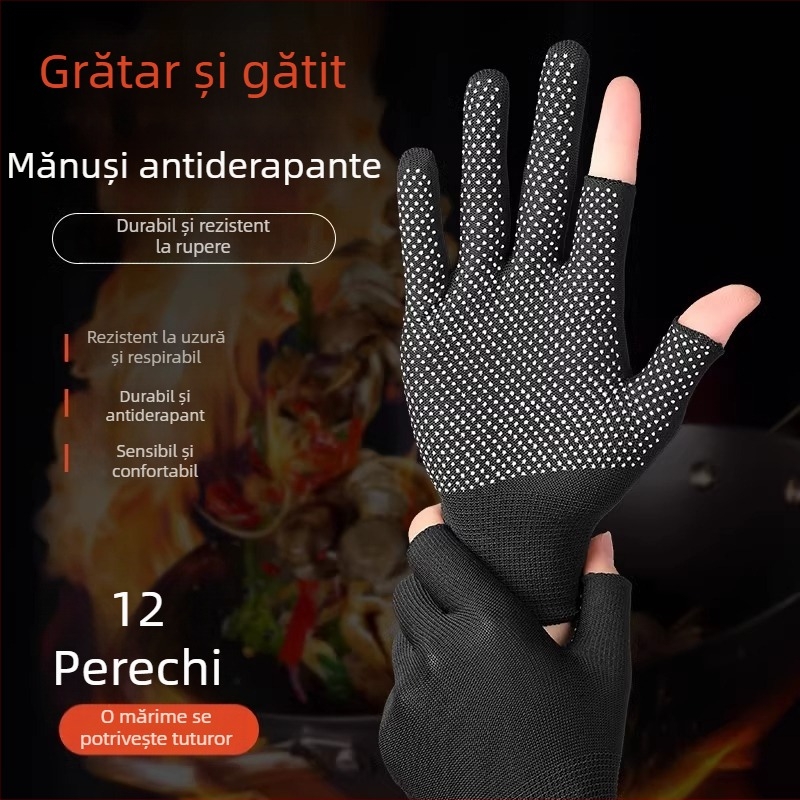 Mănuși Fanghua pentru grătar, rezistente la căldură, anti-stropire de ulei, pentru bucătărie, ideale pentru fripturi pe bețe, condimentare și coacere, ușoare, cu design de cinci degete