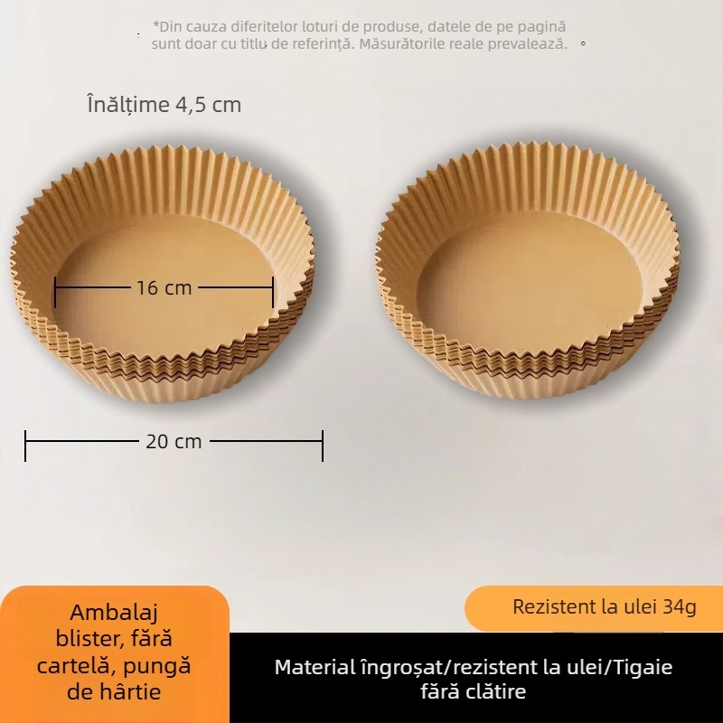 Hârtie de copt pentru friteuza cu aer, rotundă, groasă, absorbantă dublu față a grăsimii, pentru coacere acasă
