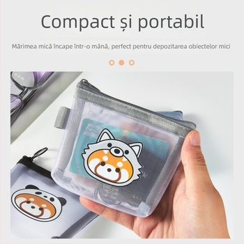 Pungă transparentă din plasă pentru monede, cabluri, căști, chei și ruj