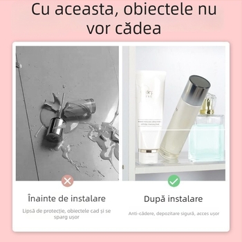 Dulap oglindă din acril, separator în formă de L, transparent, pentru depozitare în baie