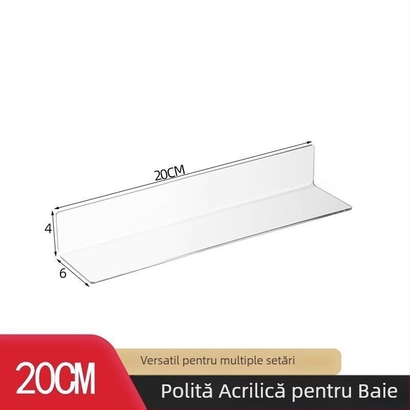 Dulap oglindă din acril, separator în formă de L, transparent, pentru depozitare în baie