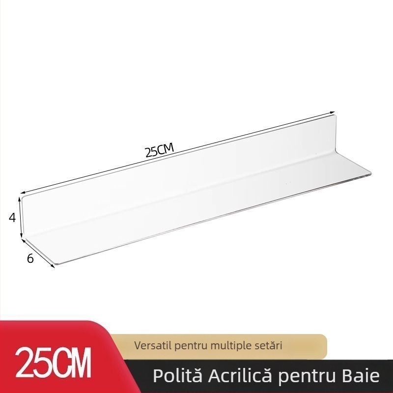 Dulap oglindă din acril, separator în formă de L, transparent, pentru depozitare în baie