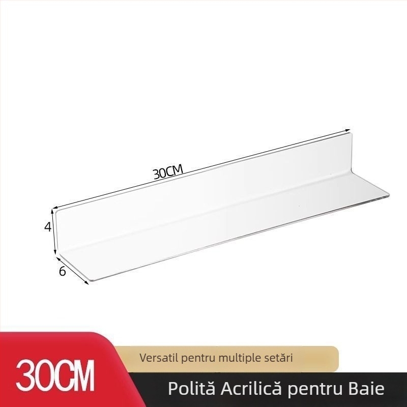 Dulap oglindă din acril, separator în formă de L, transparent, pentru depozitare în baie