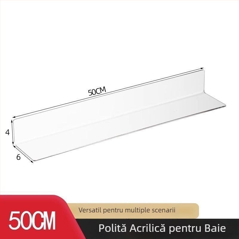 Dulap oglindă din acril, separator în formă de L, transparent, pentru depozitare în baie