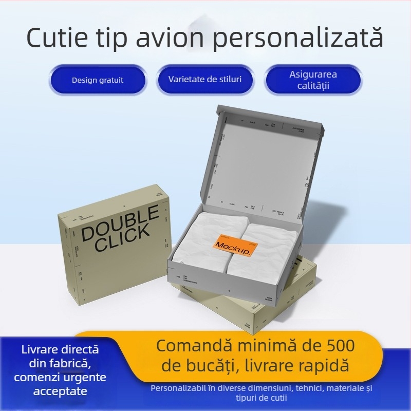 Cutie de ambalaj pentru lenjerie, cutie personalizată pentru ambalare prosoape și șosete, cutie colorată, cutie în stil avion, carton kraft ondulat.