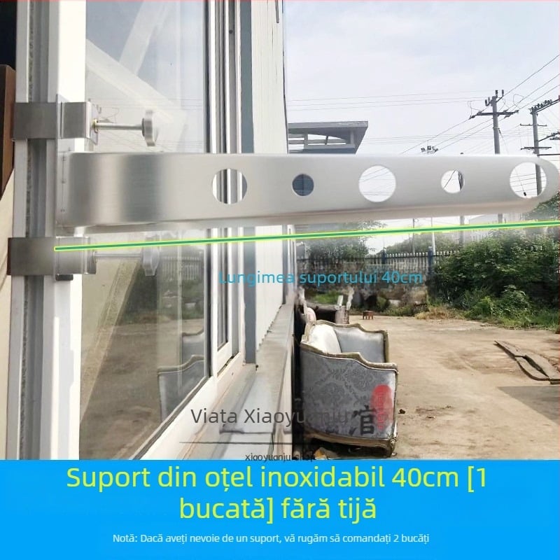 Uscător de haine pentru rama ferestrei, din oțel inoxidabil, fără găuri, plasă antifurt, pentru balustradă balcon