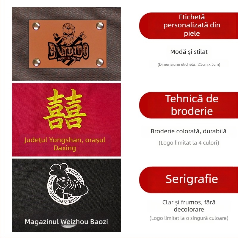 Șorț din bumbac twill cu logo personalizat, design pliabil, material moale pentru lucru
