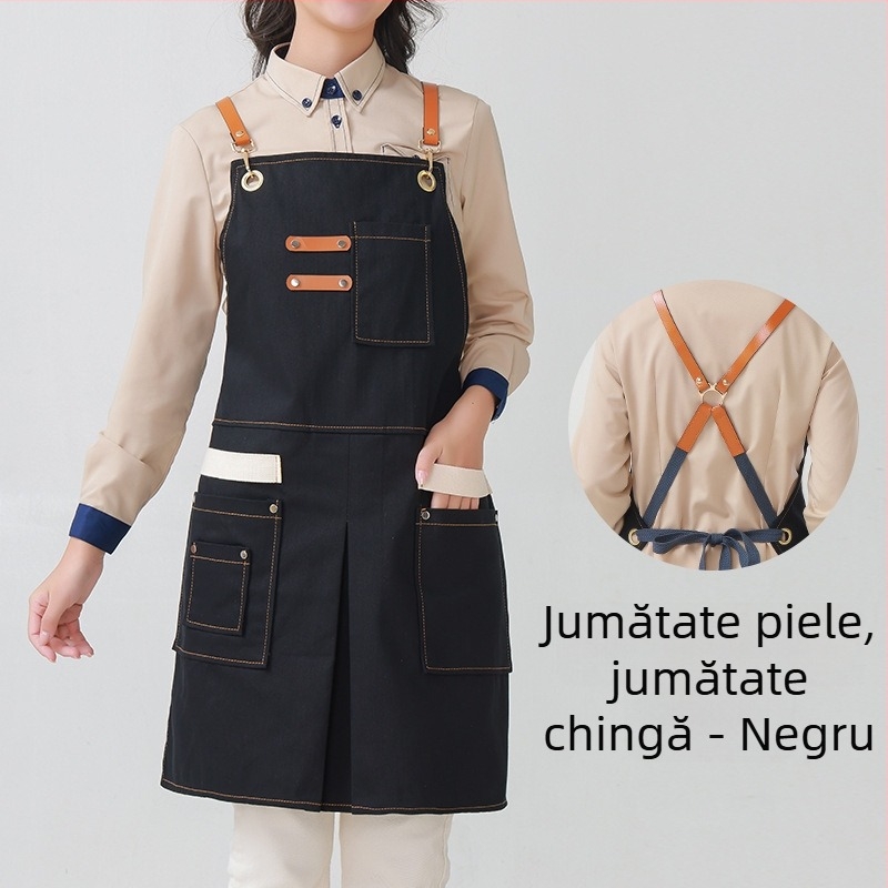 Șorț din bumbac twill cu logo personalizat, design pliabil, material moale pentru lucru