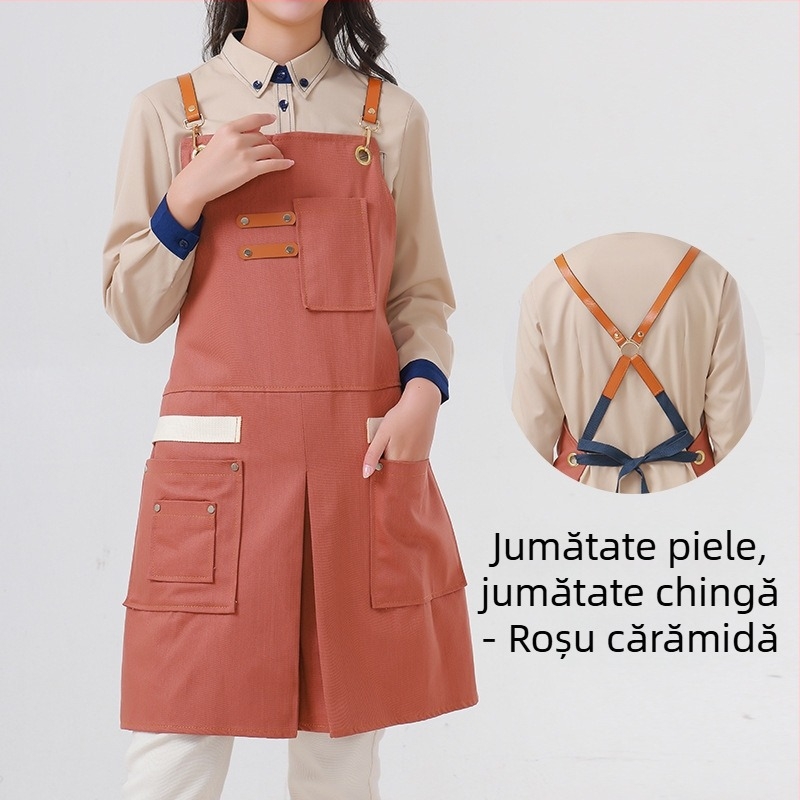 Șorț din bumbac twill cu logo personalizat, design pliabil, material moale pentru lucru
