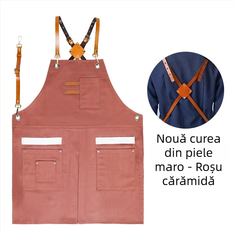 Șorț din bumbac twill cu logo personalizat, design pliabil, material moale pentru lucru