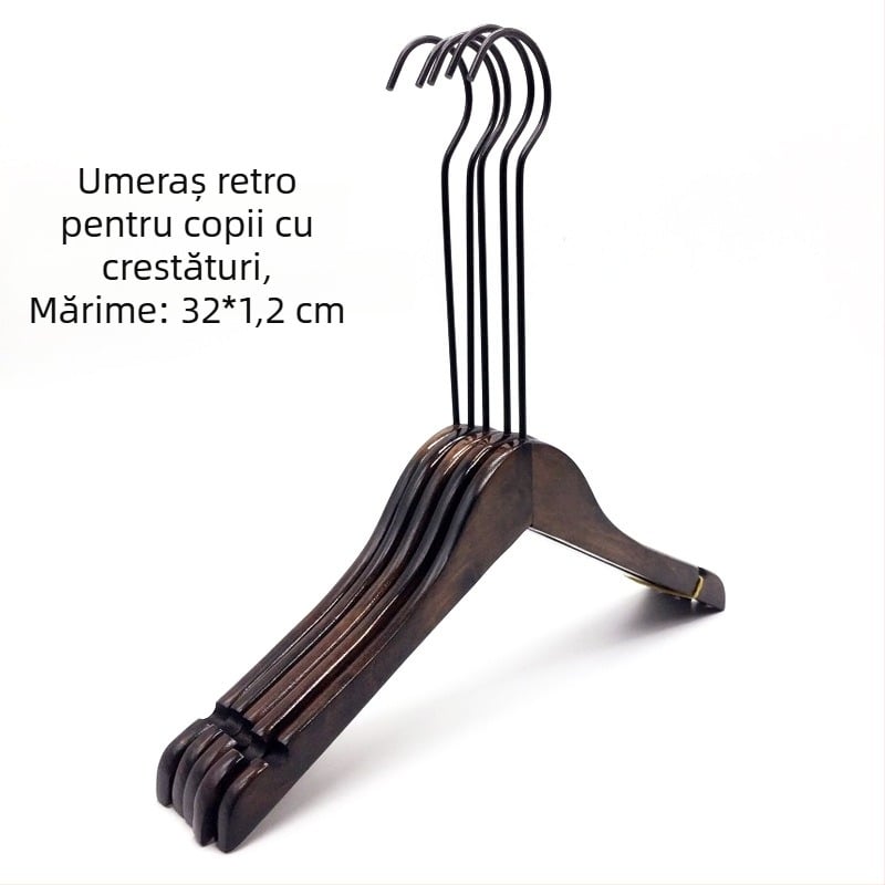 Cuier din lemn de înaltă calitate pentru femei, anti-alunecare, cârlig de 20 cm, suport vintage pentru pantaloni