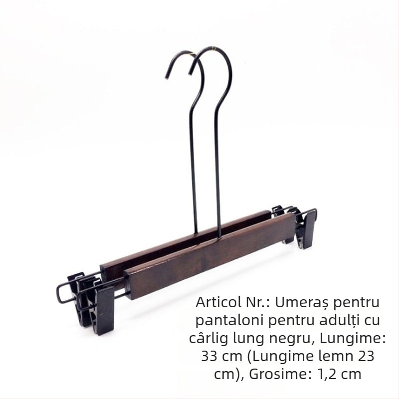 Cuier din lemn de înaltă calitate pentru femei, anti-alunecare, cârlig de 20 cm, suport vintage pentru pantaloni