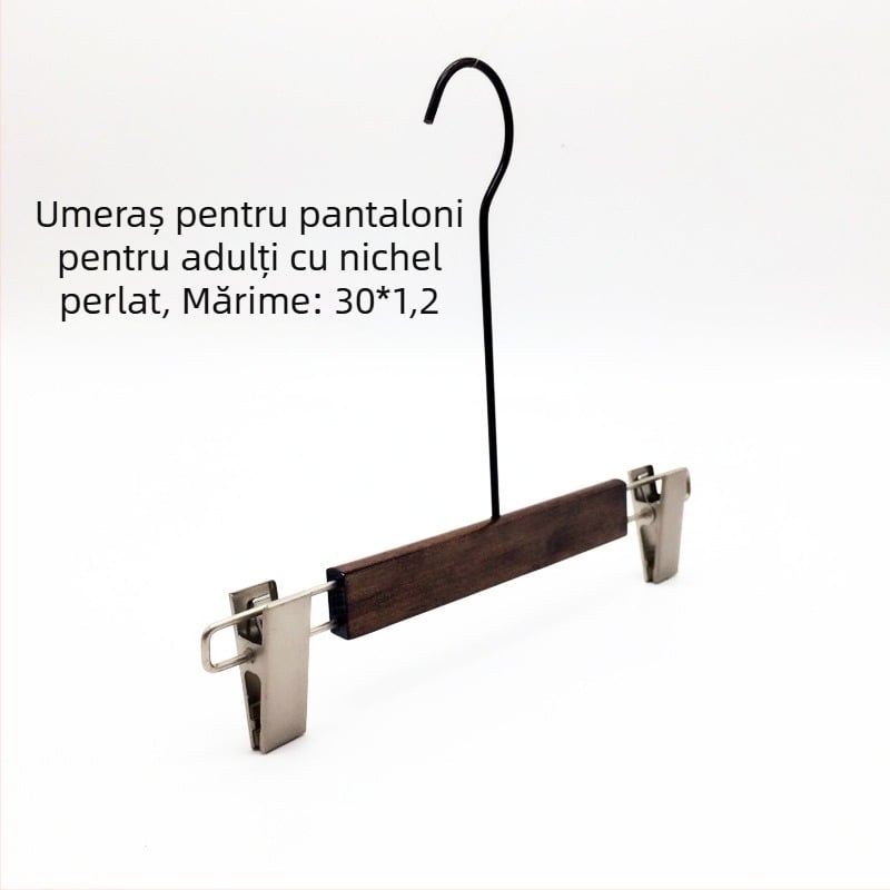 Cuier din lemn de înaltă calitate pentru femei, anti-alunecare, cârlig de 20 cm, suport vintage pentru pantaloni