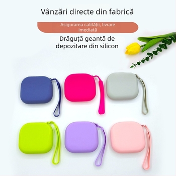 Etui din silicon cu fermoar pentru chei, accesorii mici și căști — plăcut la atingere, geantă compactă