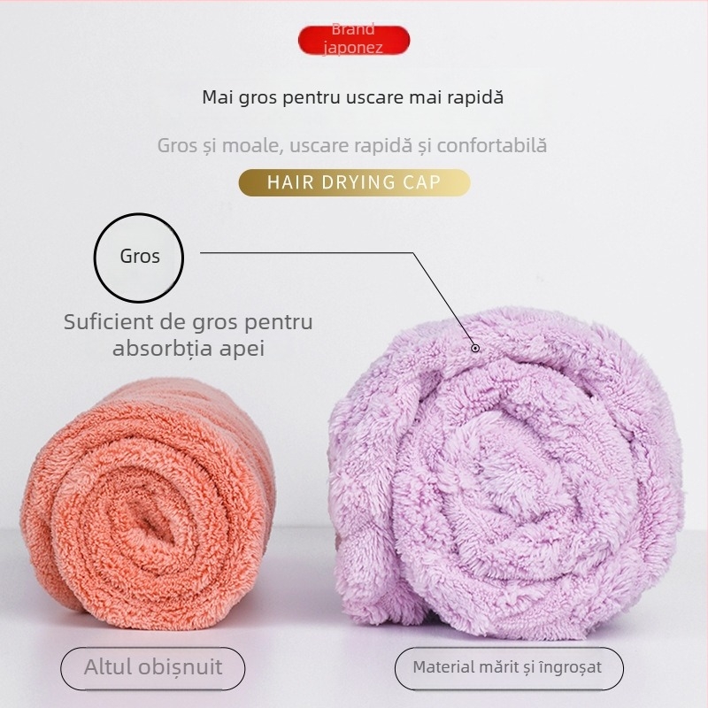 World Life Bonetă de uscare a părului din fleece coral, absorbantă, bandă lată pentru cap, îngroșată