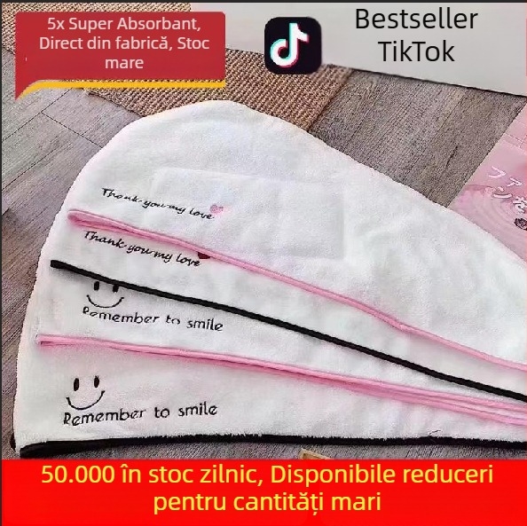 Bonetă de uscare a părului în stil coreean, foarte absorbantă, din fleece coral, uscare rapidă, cu țesătură mai groasă