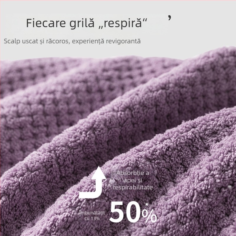 Căciulă de uscat părul din microfibră, cu dublu strat, foarte absorbantă