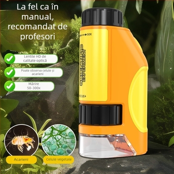 Microscop cu clips pentru telefon, 50–300×, observația celulelor — jucărie educațională științifică pentru elevi