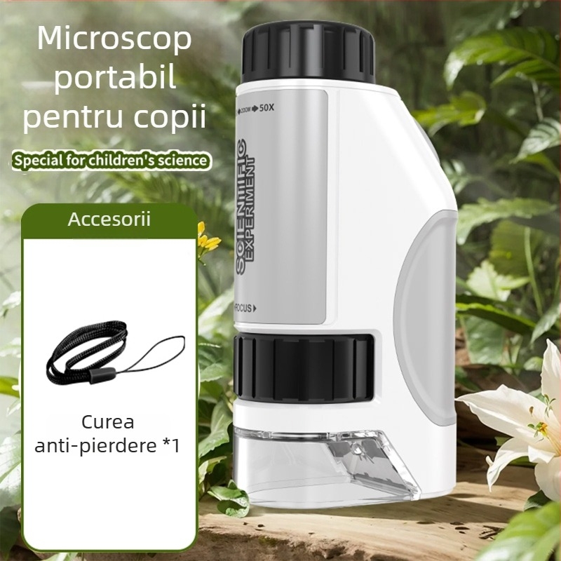 Microscop cu clips pentru telefon, 50–300×, observația celulelor — jucărie educațională științifică pentru elevi