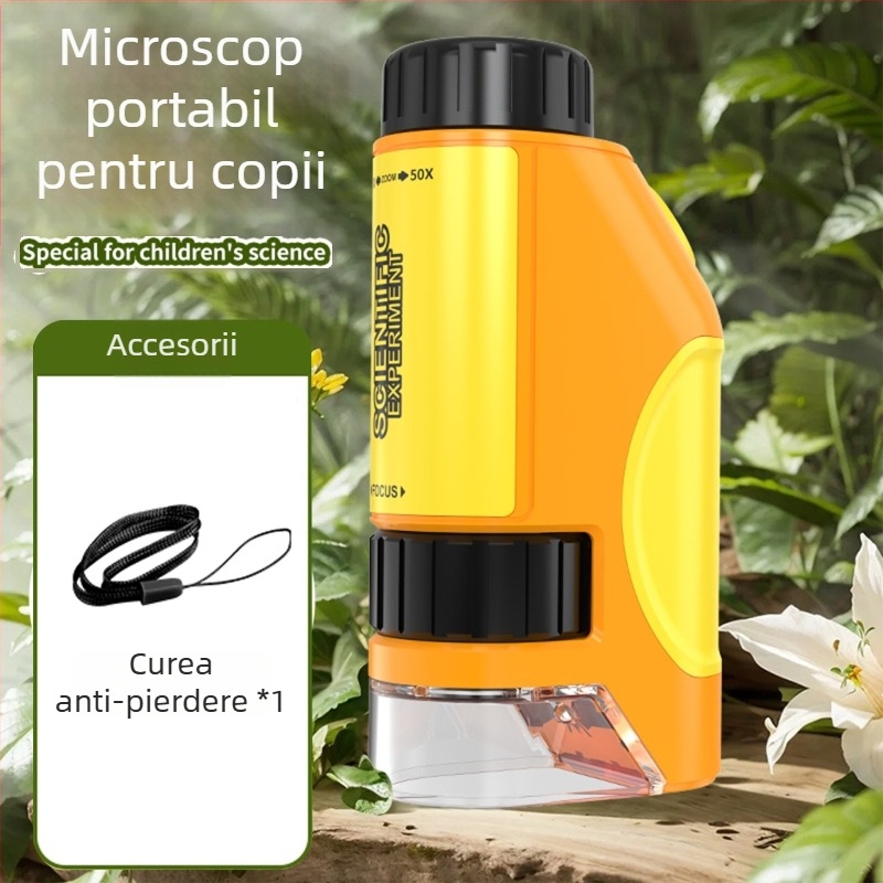 Microscop cu clips pentru telefon, 50–300×, observația celulelor — jucărie educațională științifică pentru elevi