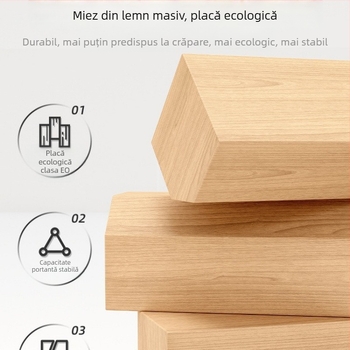 Noptieră mică în nuanță nuc, dulap de depozitare din lemn pentru dormitor, design modern minimalist