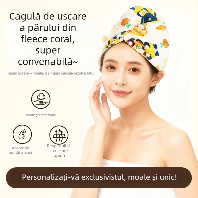 Șapcă de uscare a părului pentru femei, ultraabsorbentă și uscare rapidă, prosop pentru păr, model 2025