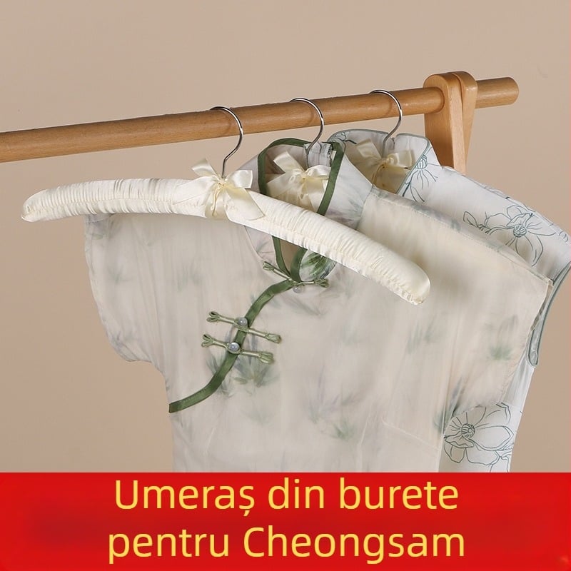 Cuier pentru haine cu acoperire din material textil și burete moale, anti-deformare și anti-alunecare
