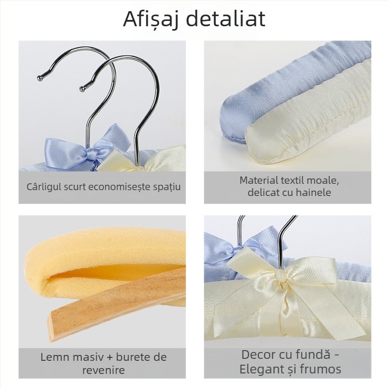 Cuier pentru haine cu acoperire din material textil și burete moale, anti-deformare și anti-alunecare