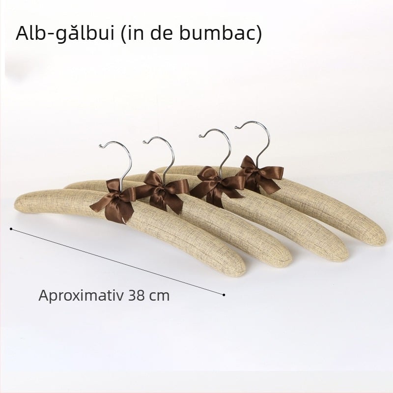 Cuier pentru haine cu acoperire din material textil și burete moale, anti-deformare și anti-alunecare