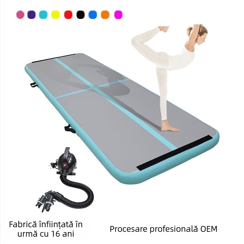Covoraș gonflabil din PVC pentru gimnastică, antiderapant, pentru yoga și taekwondo, covoraș protector cu textură periată pentru copii