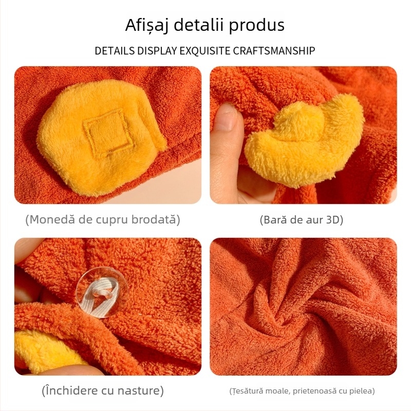 Șapcă de uscat părul pentru femei, ultra-absorbentă, uscare rapidă, șapcă de baie din fleece coral, groasă