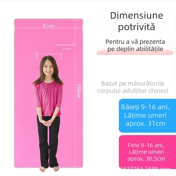 Covoraș de yoga pentru copii, antiderapant, 150 × 60 × 1 cm, cu imprimare de logo
