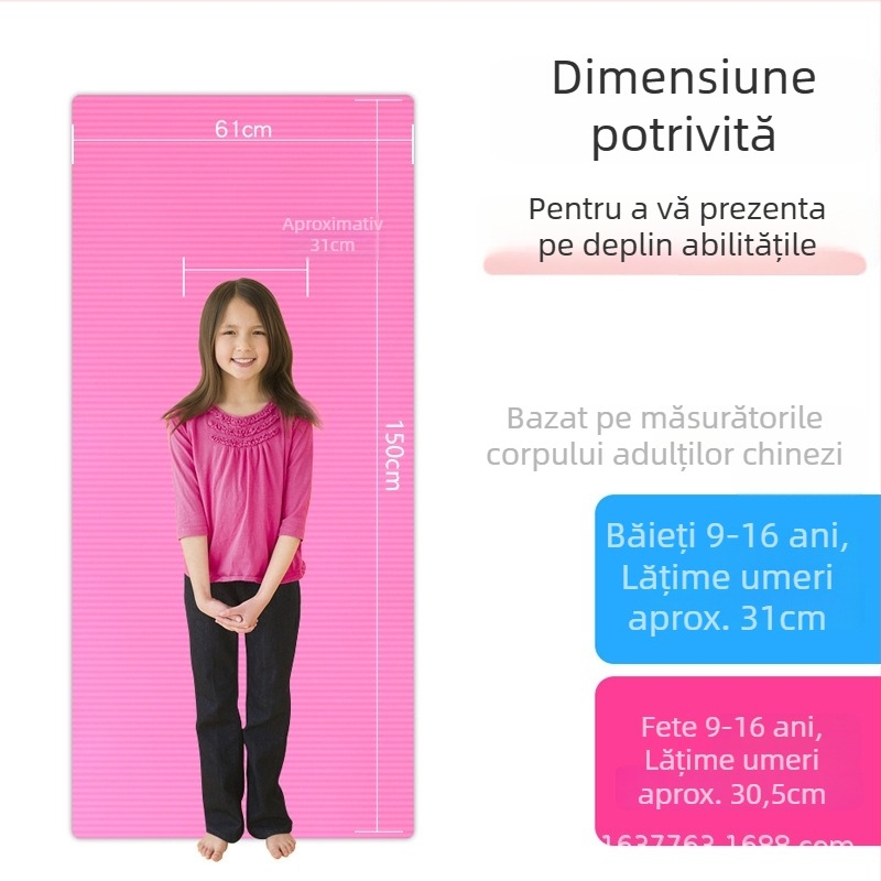 Covoraș de yoga pentru copii, antiderapant, 150 × 60 × 1 cm, cu imprimare de logo