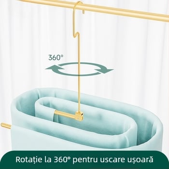 Umeraș spiral din aluminiu pentru uscare pe balcon, suport mare pentru pături, lenjerie de pat și fețe de cuvertură