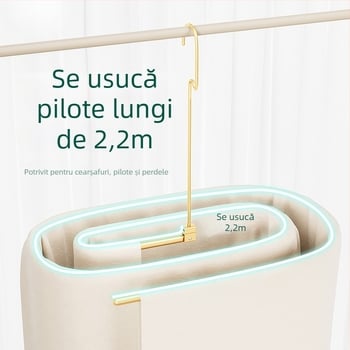 Umeraș spiral din aluminiu pentru uscare pe balcon, suport mare pentru pături, lenjerie de pat și fețe de cuvertură