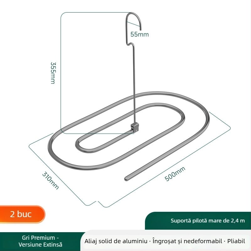 Umeraș spiral din aluminiu pentru uscare pe balcon, suport mare pentru pături, lenjerie de pat și fețe de cuvertură