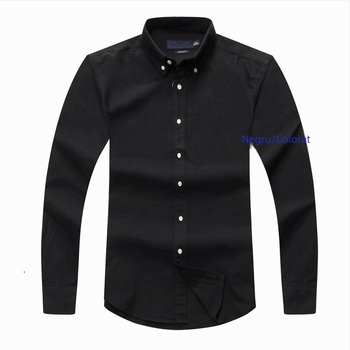 Cămașă bărbătească cu mâneci lungi pentru primăvară și toamnă, Oxford din bumbac, culoare solidă, croială slim, stil business casual