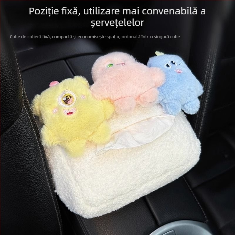 Cutie pentru șervețele auto, agățată, cu monstru drăguț — decor interior