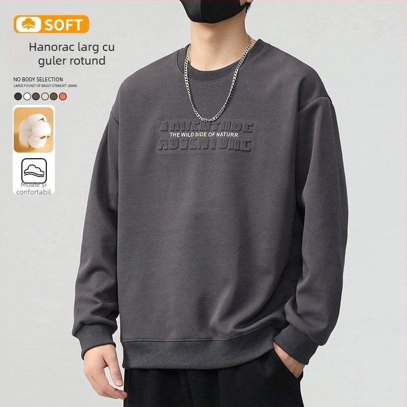 Tricou de bărbați cu mânecă lungă, imprimeu 3D cu litere, toamnă 2025