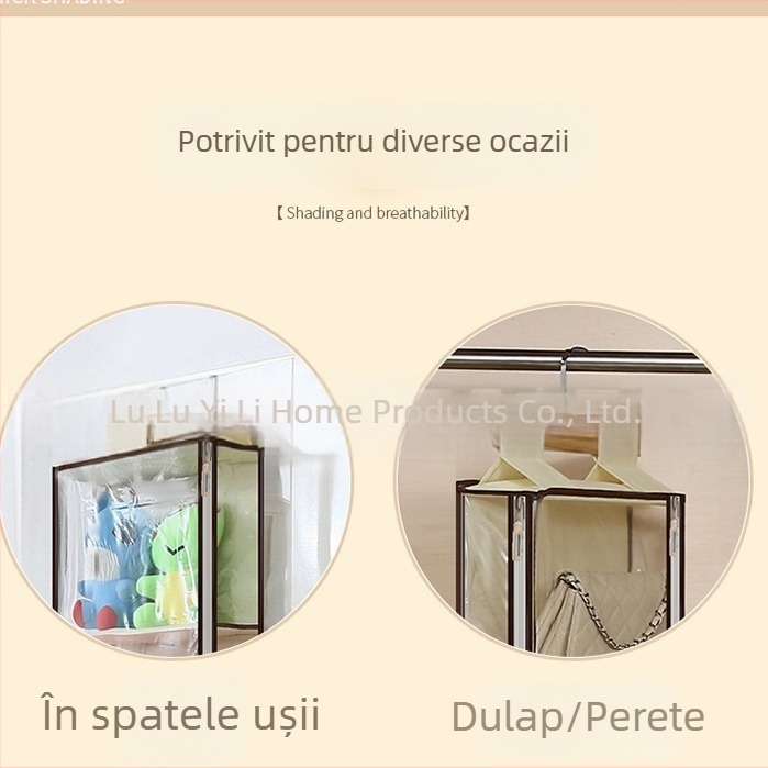 Organizator suspendat transparent, rezistent la praf, pentru garderobă pe perete, din material textil, închis complet