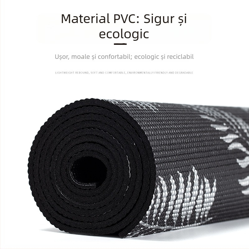 Covoraș de yoga din PVC pentru fitness, fără miros, material ecologic, antiderapant, rezistent la apă, absorbant la transpirație și amortizant la șocuri