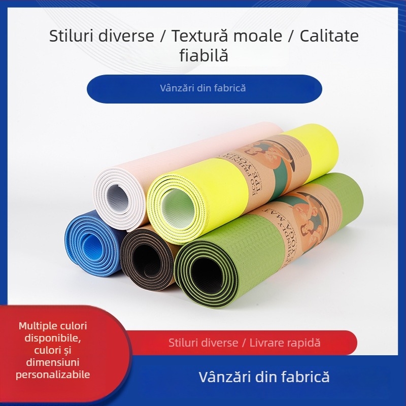 Saltea de yoga 10 mm, bi-color, pentru antrenamente acasă și în aer liber, cu absorbție a șocurilor și covoraș silențios pentru sărit cu coarda