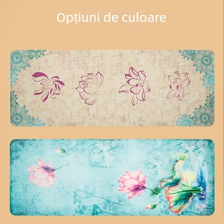Saltea de yoga din cauciuc natural, imprimat velur, pentru uz casnic, antiderapantă, silențioasă, profesională, 68×183×0,4 cm